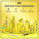 ION8 Leak Proof Slim Water Bottle, Stainless Steel, Yellow, 600ml (20oz)