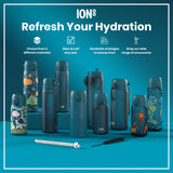 ION8 Leak Proof Slim Thermal Water Bottle, Insulated Steel, Wave, 500ml (17oz)