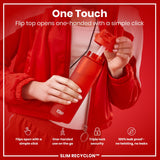 ION8 Leak Proof Medium Water Bottle with Straw, Recyclon, Red, 500ml (18oz)