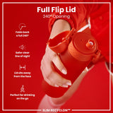 ION8 Leak Proof Medium Water Bottle with Straw, Recyclon, Red, 500ml (18oz)