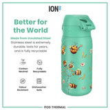 ION8 Leak Proof Thermal Steel Water Bottle, Insulated, Bees, 320ml (11oz)