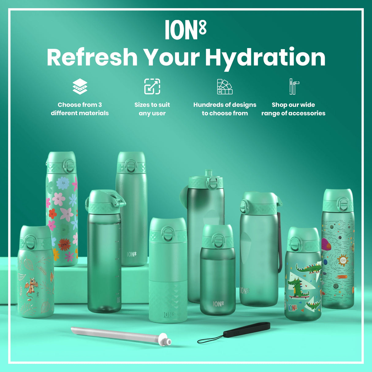ION8 Leak Proof Thermal Steel Water Bottle, Insulated, Bees, 320ml (11oz)