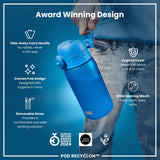 ION8 Leak Proof Small Water Bottle With Straw, Recyclon, Blue, 350ml (12oz)
