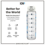 ION8 Leak Proof 1 Litre Water Bottle with Times to Drink, Recyclon, Camouflage, 1L