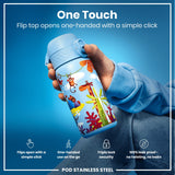 ION8 Leak Proof Kids Water Bottle, Stainless Steel, Safari, 400ml (13oz)