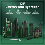ION8 Leak Proof 1 Litre Thermal Water Bottle, Insulated Steel, Dark Green, 1L