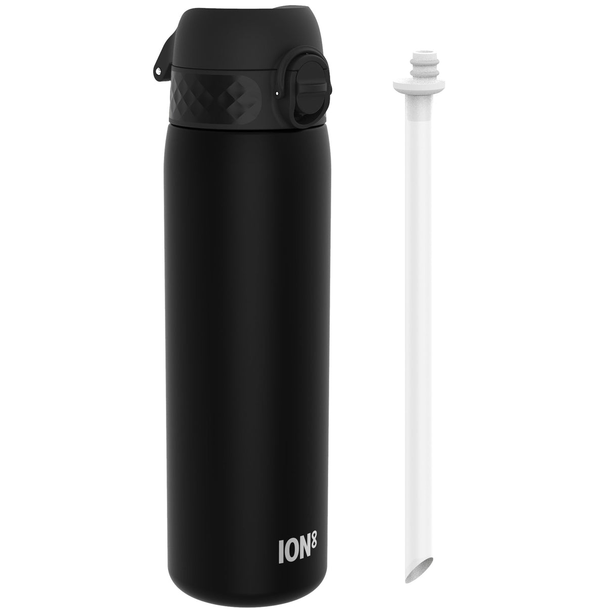 ION8 Leak Proof Medium Water Bottle with Straw, Recyclon, Black, 500ml (18oz)