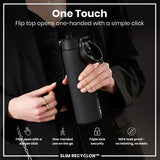 ION8 Leak Proof Medium Water Bottle with Straw, Recyclon, Black, 500ml (18oz)