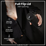 ION8 Leak Proof Medium Water Bottle with Straw, Recyclon, Black, 500ml (18oz)