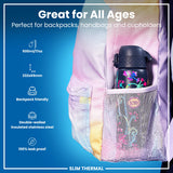 ION8 Leak Proof Slim Thermal Water Bottle, Insulated Steel, Bright Floral, 500ml (17oz)