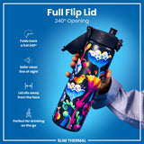 ION8 Leak Proof Slim Thermal Water Bottle, Insulated Steel, Bright Floral, 500ml (17oz)