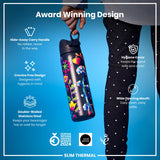 ION8 Leak Proof Slim Thermal Water Bottle, Insulated Steel, Bright Floral, 500ml (17oz)