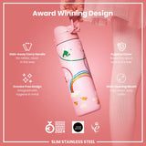 ION8 Leak Proof Slim Water Bottle, Stainless Steel, Fairies, 600ml (20oz)