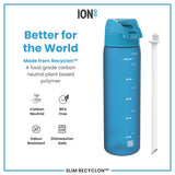 ION8 Leak Proof Medium Water Bottle with Straw, Recyclon, Blue, 500ml (18oz)