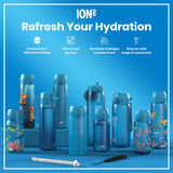 ION8 Leak Proof Medium Water Bottle with Straw, Recyclon, Blue, 500ml (18oz)