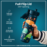 ION8 Leak Proof Slim Water Bottle, Stainless Steel, Whales, 600ml (20oz)