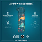 ION8 Leak Proof Slim Water Bottle, Stainless Steel, Whales, 600ml (20oz)
