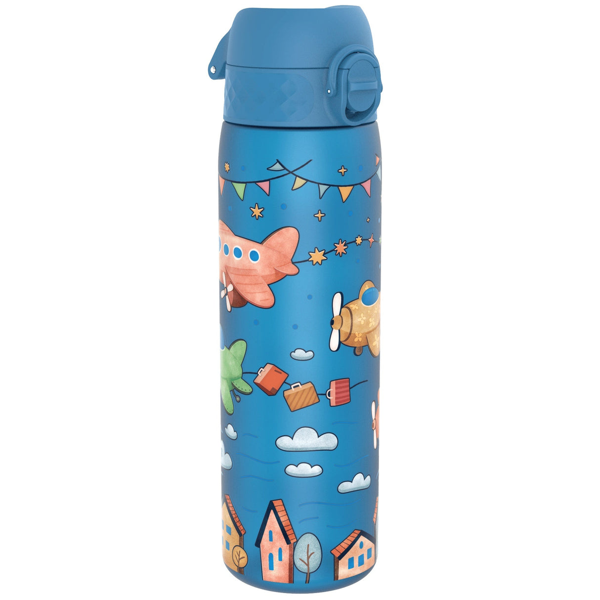 ION8 Leak Proof Slim Water Bottle, Recyclon, Airplanes, 500ml (18oz)