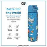 ION8 Leak Proof Slim Water Bottle, Recyclon, Airplanes, 500ml (18oz)
