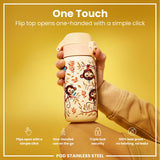 ION8 Leak Proof Kids Water Bottle, Stainless Steel, Monkeys, 400ml (13oz)