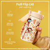 ION8 Leak Proof Kids Water Bottle, Stainless Steel, Monkeys, 400ml (13oz)