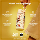 ION8 Leak Proof Kids Water Bottle, Stainless Steel, Monkeys, 400ml (13oz)