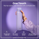 ION8 Leak Proof 1 Litre Water Bottle, Stainless Steel, Light Purple, 1L