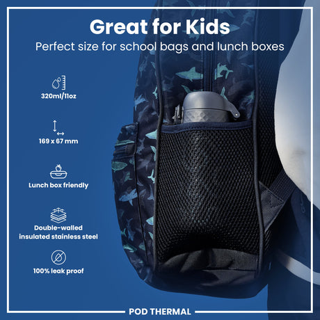 ION8 Leak Proof Thermal Steel Water Bottle, Insulated, Squiggly Line, 320ml (11oz)
