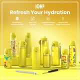 ION8 Leak Proof Kids Water Bottle, Stainless Steel, Yellow, 400ml (13oz)