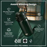 ION8 Leak Proof Thermal Steel Water Bottle, Insulated, Dark Green, 320ml (11oz)