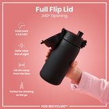 ION8 Leak Proof Small Water Bottle With Straw, Recyclon, Black, 350ml (12oz)