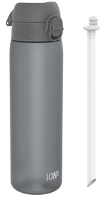 ION8 Leak Proof Medium Water Bottle with Straw, Recyclon, Grey, 500ml (18oz)