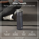ION8 Leak Proof Medium Water Bottle with Straw, Recyclon, Grey, 500ml (18oz)