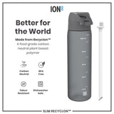 ION8 Leak Proof Medium Water Bottle with Straw, Recyclon, Grey, 500ml (18oz)