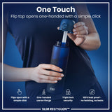 ION8 Leak Proof Medium Water Bottle with Straw, Recyclon, Navy, 500ml (18oz)