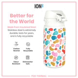 ION8 Leak Proof Thermal Steel Water Bottle, Insulated, Splodge, 320ml (11oz)