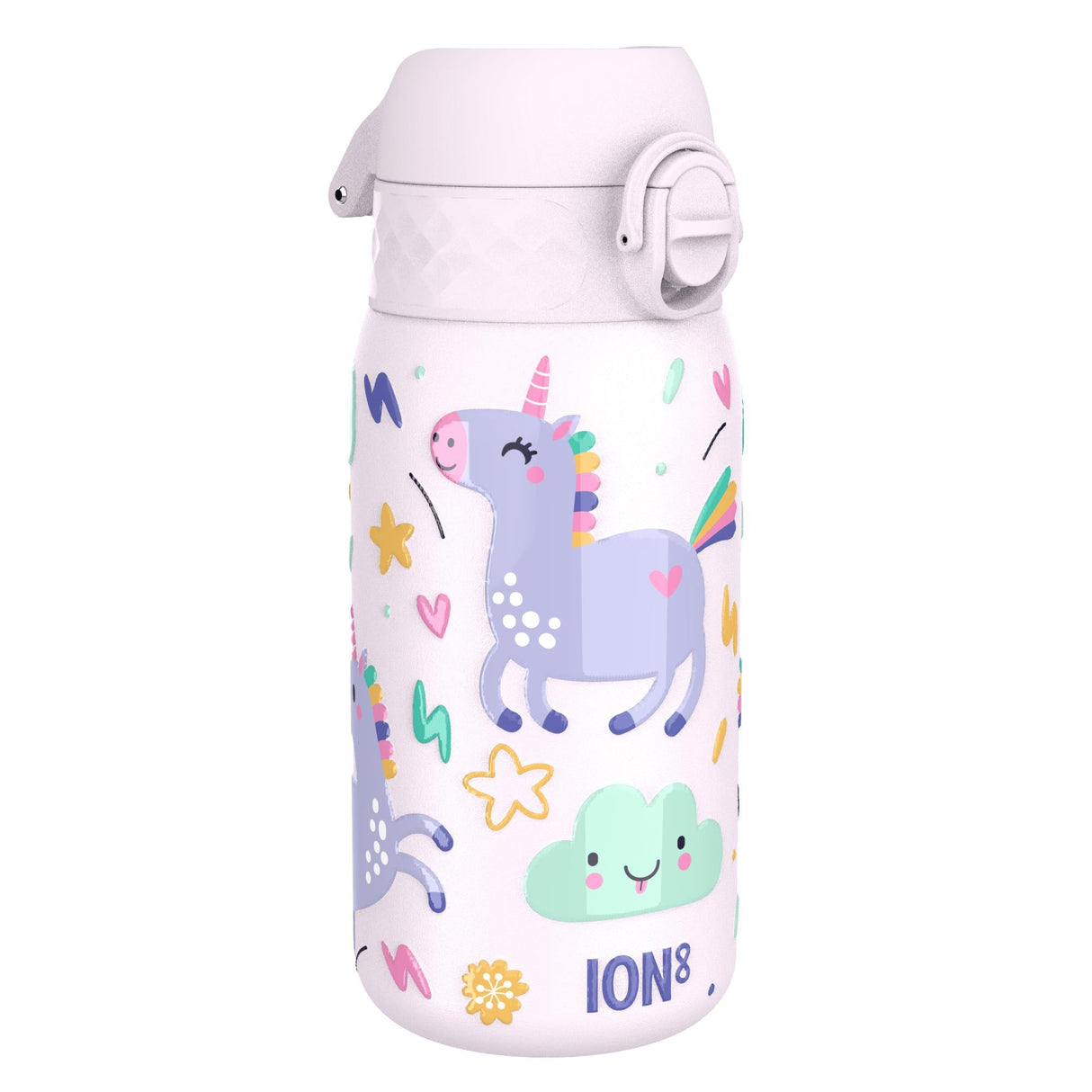 ION8 Leak Proof Kids Water Bottle, Stainless Steel, Unicorns, 400ml (13oz)