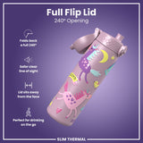 ION8 Leak Proof Slim Thermal Steel Water Bottle, Insulated, Unicorns, 500ml (17oz)