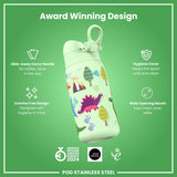 ION8 Leak Proof Thermal Steel Water Bottle, Insulated, Dinosaurs, 320ml (11oz)