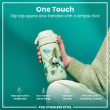 ION8 Leak Proof Kids Water Bottle, Stainless Steel, Pandas, 400ml (13oz)