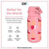 ION8 Leak Proof Thermal Steel Water Bottle, Insulated, Ice Creams, 320ml (11oz)