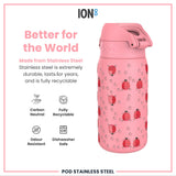 ION8 Leak Proof Kids Water Bottle, Stainless Steel, Ladybugs, 400ml (13oz)