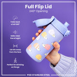 ION8 Leak Proof Kids Water Bottle, Stainless Steel, Hedgehogs, 400ml (13oz)
