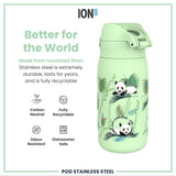 ION8 Leak Proof Thermal Steel Water Bottle, Insulated, Pandas, 320ml (11oz)