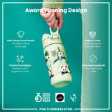 ION8 Leak Proof Thermal Steel Water Bottle, Insulated, Pandas, 320ml (11oz)