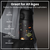 ION8 Leak Proof Slim Thermal Water Bottle, Insulated Steel, Spaceships, 500ml (17oz)