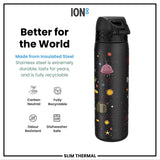 ION8 Leak Proof Slim Thermal Water Bottle, Insulated Steel, Spaceships, 500ml (17oz)