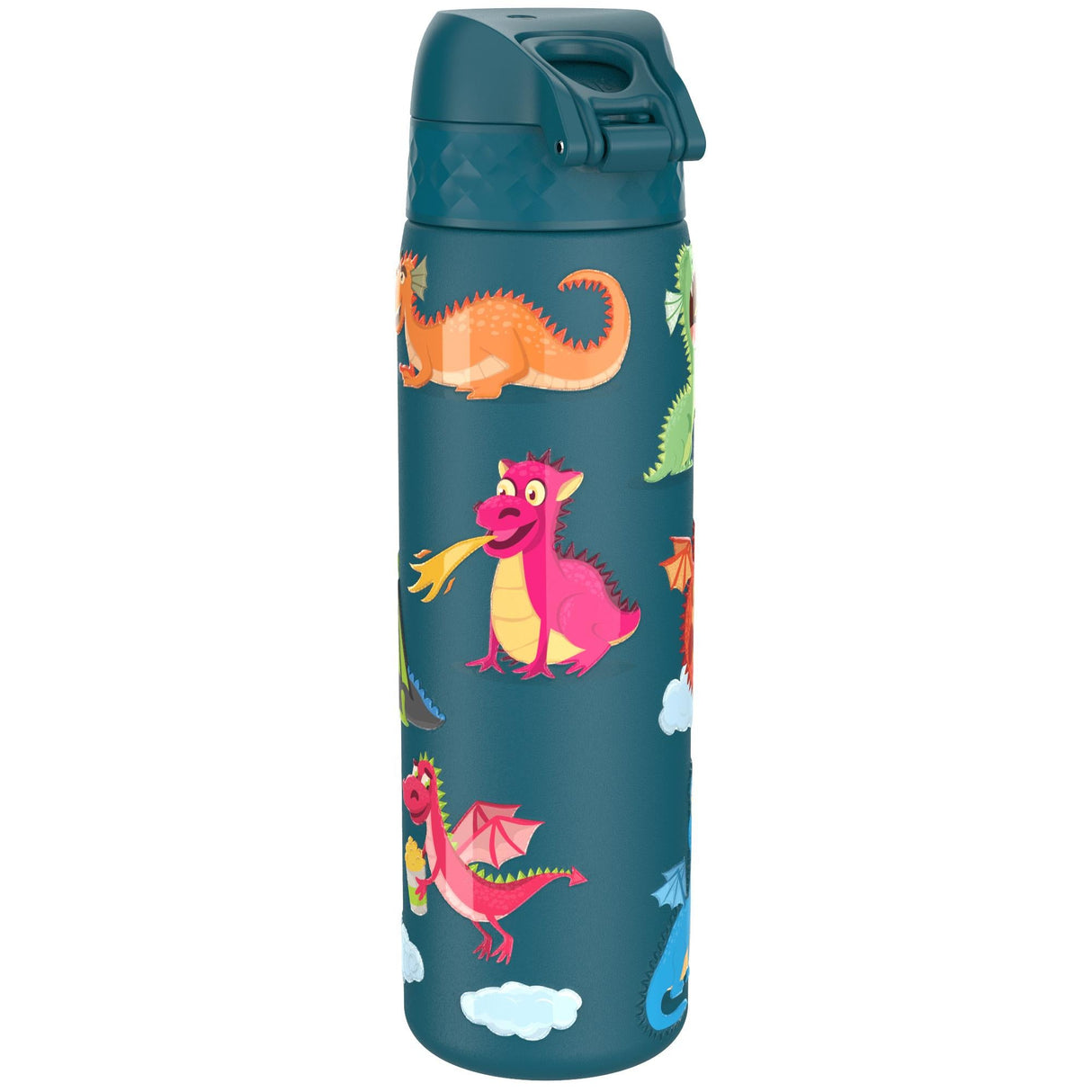 ION8 Leak Proof Slim Water Bottle, Stainless Steel, Dragons, 600ml (20oz)