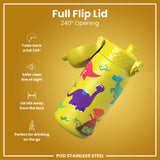 ION8 Leak Proof Kids Water Bottle, Stainless Steel, Dinosaurs, 400ml (13oz)