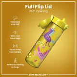 ION8 Leak Proof Slim Water Bottle, Recyclon, Yellow Unicorns, 500ml (18oz)